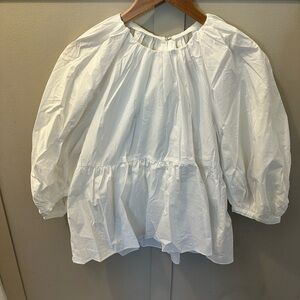 Pomander Place White Blouse with Puff Sleeves